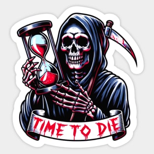 Grim Reaper Time To Die Skull Hourglass Sticker